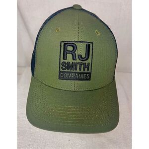 RJ SMITH Companies Olive Green Black Mesh & Canvas Trucker Cap Hat Adjustable
